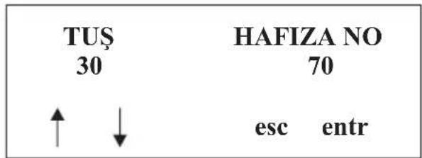 TUŞ 30 HAFIZA NO 70 ↑ ↓ esc entr