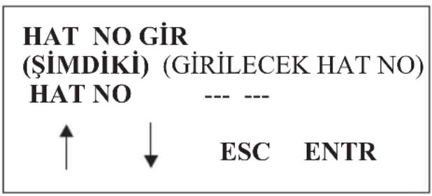 HAT NO GIR (ŞİMDİKİ) (GİRİLECEK HAT NO) HAT NO --- --- ↑ ↓ ESC ENTR