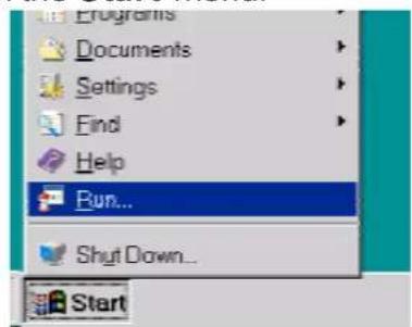 Programs Documents Settings Find Help Run... Shut Down... Start