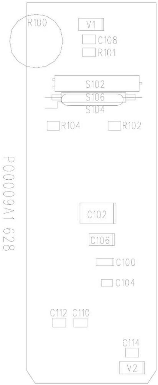 R100 V1 C108 R101 S102 S106 S104 R104 R102 P0009A1 628 C102 C106 C100 C104 C112 C110 C114 V2