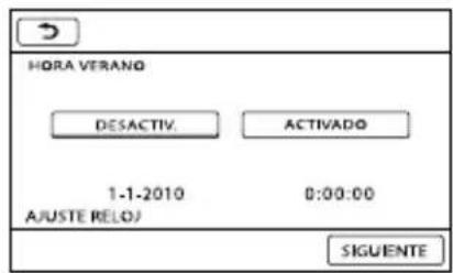 HORA VTRANO DESACTIV. ACTIVADO 1-1-2010 0:00:00 AJUSTE RELOJ SIGUENTE
