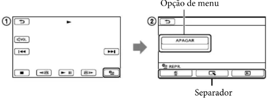 Opção de menu ① ② APAGAR REPR. Separador