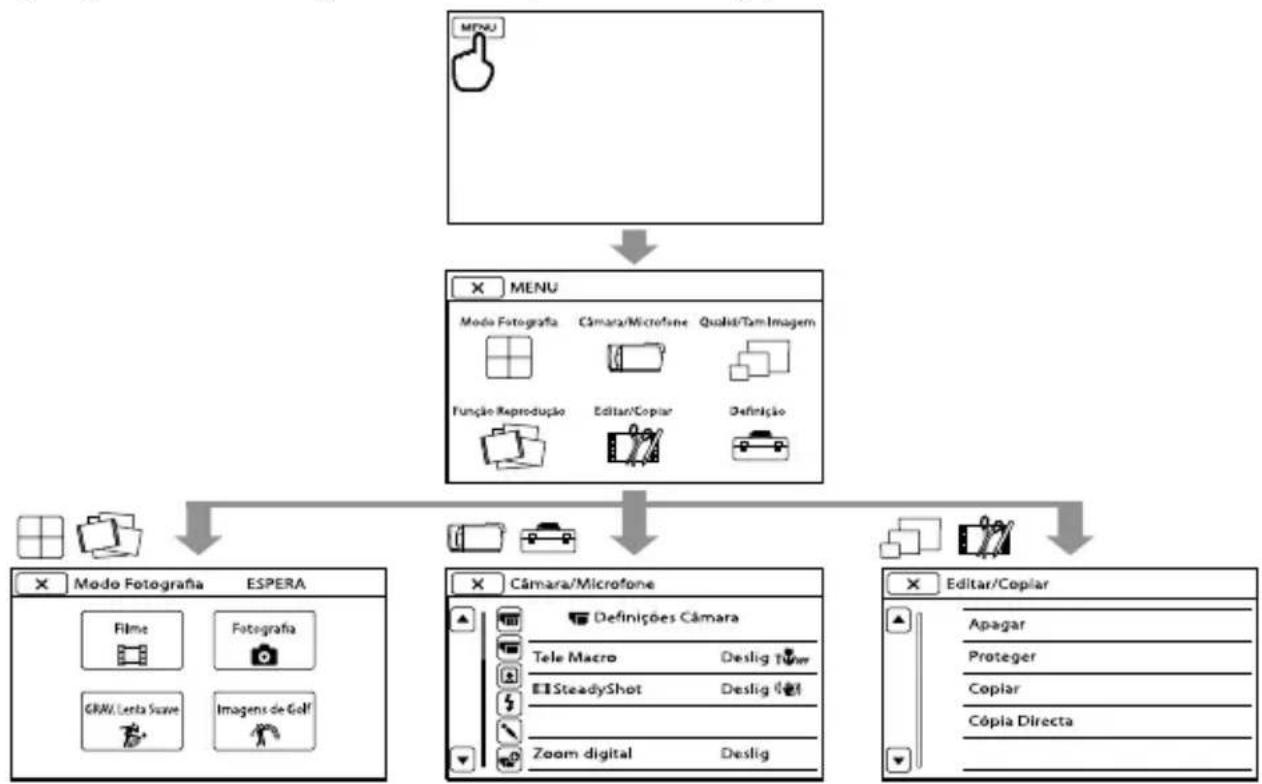 SONY HDR-CX180E - Utilizar os menus - 1