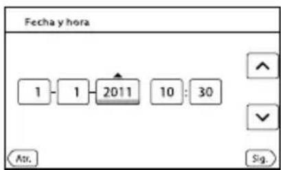 Fecha y hora 1 1 2011 10 : 30 Atr. Sig.