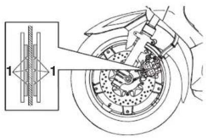 YAMAHA XMAX 250 (2013) - Ön ve arka fren balatalarının kontrol edilmesi - 1