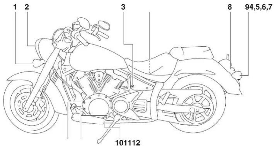 YAMAHA XVS1300A (2014) - Soldan görünüm - 1