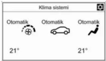Klima sistemi Otomatik Otomatik Otomatik 21° 21°