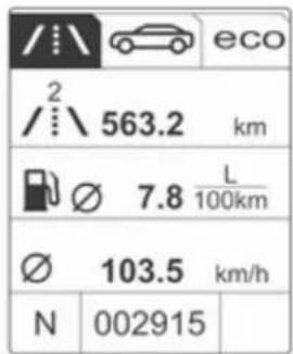 /\eco 2/563.2 km Ø 7.8 L/100km Ø 103.5 km/h N 002915