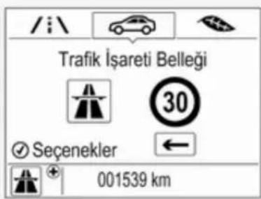 /i\ Trafik İşareti Belleği 30 Seçenekler 001539 km