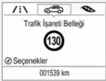 /i\ Trafik İşareti Belleği 130 ✓ Seçenekler 001539 km