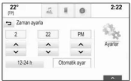 22° [TP] 2:22 Zaman ayarla 2 22 PM Ayarlar 12-24 h Otomatik ayar