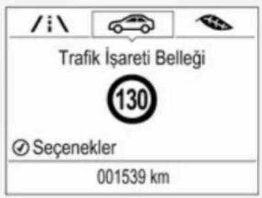/i\ Trafik İşareti Belleği 130 ✓ Seçenekler 001539 km