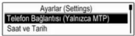 Ayarlar (Settings) Telefon Bağlantısı (Yalnızca MTP) Saat ve Tarih