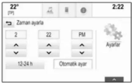 22° [TP] 2:22 Zaman ayarla 2 22 PM Ayarlar 12-24 h Otomatik ayar