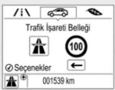 /i\ Trafik İşareti Belleği 100 Seçenekler 001539 km