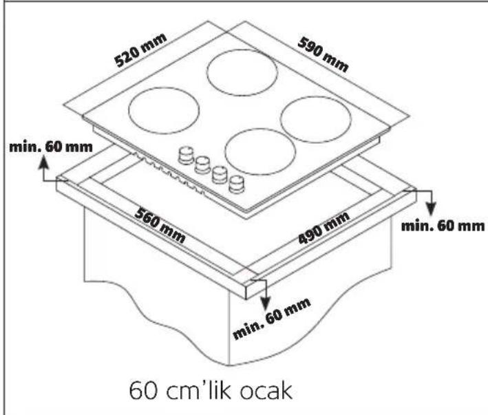 Simfer 3500 - Tezgah Kesim Ölçüleri - 3