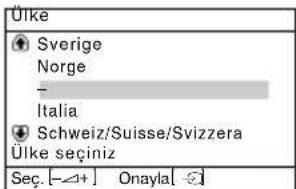 Ülke Sverige Norge + Italia Schweiz/Suisse/Svizzera Ülke seçiniz Sec.[-∠+] Onayla[-∅]