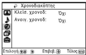 Χρονοδιακόπτης Κλείσ. χρονοδ: οχι Ανοιγ. χρονοδ: οχι Επιλογή Επιβεβ. Τέλος