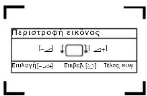 Περιστροφή εικόνας [-] [Δ+] Επλογή[-] [Δ+] Επβεβ.[] Τέλος κεμη