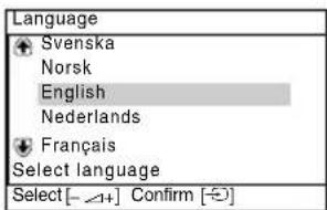 Language Svenska Norsk English Nederlands Français Select language Select [- ∠+] Confirm [- ∈]