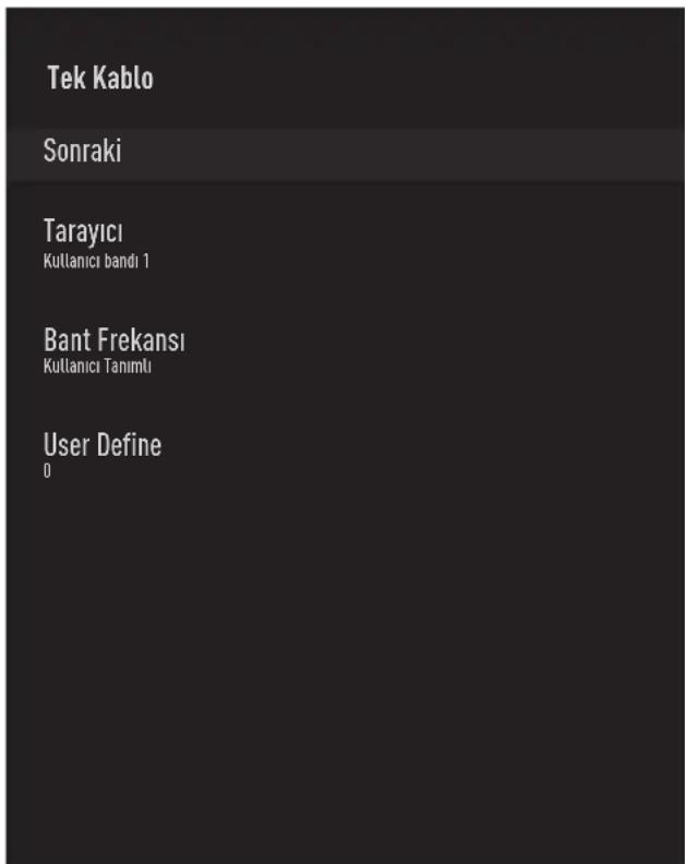 Tek Kablo Sonraki Tarayıcı Kullanıcı bandı 1 Bant Frekansı Kullanıcı Tanımı User Define 0