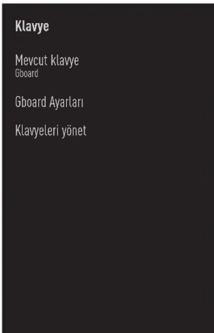Klavye Mevcut klavye Gboard Gboard Ayarları Klavyeleri yönet