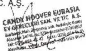 HOOVER HL C9LG-17 - Satılan mala ilişkin olarak düzenlenen faturalar garanti belgesi yerine geçmez. - 1