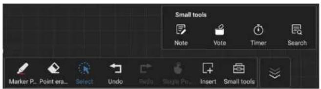 Small tools Note Vote Timer Search Marker P... Point era... Select Undo Slide Single Pre... Insert Small tools