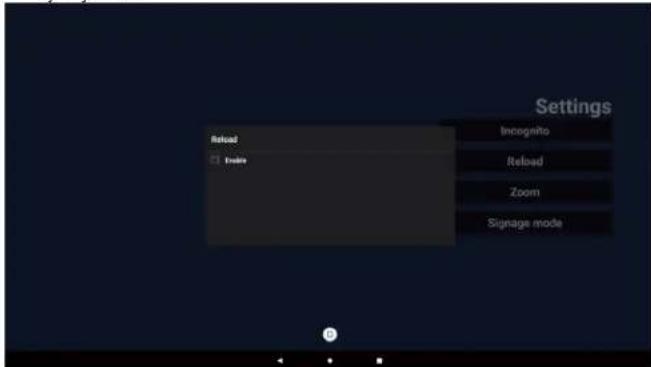 Settings Reload Inognito Reload Zoom Signage mode