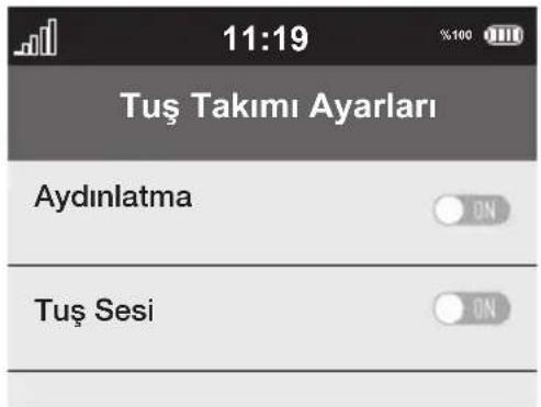 11:19 Tuş Takımı Ayarları Aydınlatma Tuş Sesi