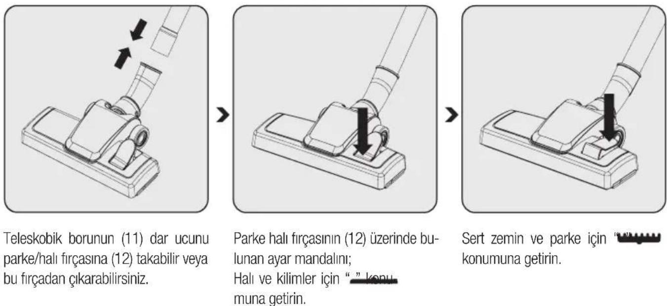Arçelik TRB 3982 A - Parke halı fırçasını ayarlama - 1