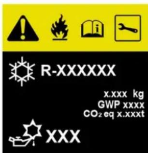 R-XXXXXX x.xxx kg GWP xxxx CO₂ eq x.xxxt XXX