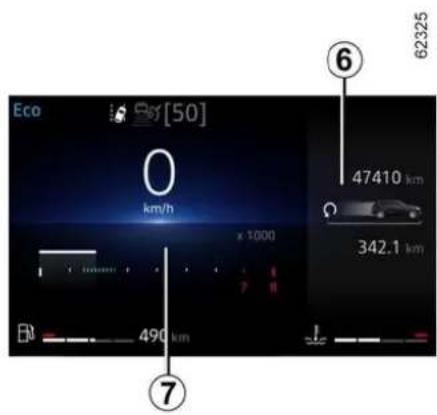 Eco 62325 47410 km 342.1 km 0 km/h x 1000 490 km ⑦ ⑥