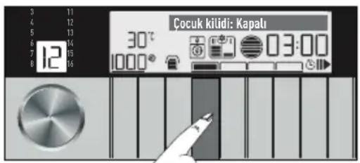 Arçelik 10143 WF - Çocuk kilidini devreden çıkarmak için: - 1