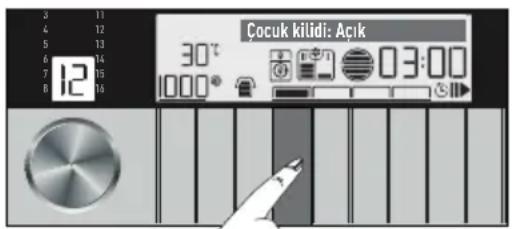 Arçelik 10143 WF - Çocuk kilidini etkinleştirmek için: - 1