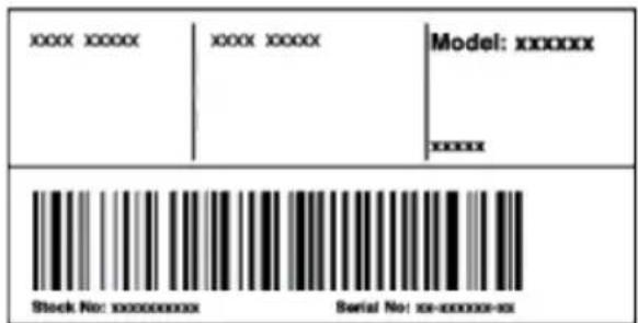 xxxx xxxx xxxx xxxx Model: xxxxxx xxxxx Stock No: xxxxxxxxxxxx Serial No: xx-xxxxxx-xx