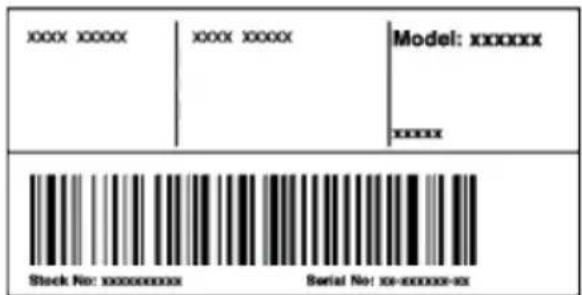 xxxx xxxx xxxx xxxx Model: xxxxxx xxxxx Stock No: xxxxxxxxxxxxx Serial No: xx-xxxxxx-xx