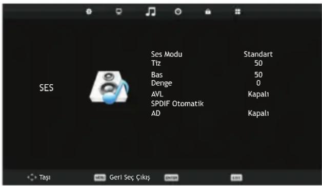 SES Ses Modu Standart Tiz 50 Bas 50 Denge 0 AVL Kapalı SPDIF Otomatik AD Kapalı