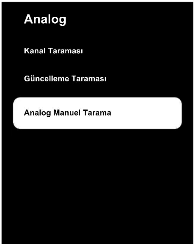 Analog Kanal Taraması Güncelleme Taraması Analog Manuel Tarama