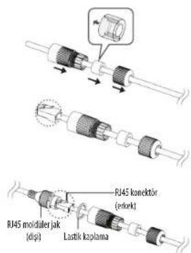 RJ45 moldiater jak (oligo) Lastik kaplama RJ45 kanektör (enkek)
