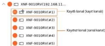 XNF-9010RV(192.168.11... XNF-9010RV(#1) Kaytli kanal (kayit kanal) XNF-9010RV(#2) Kayitsiz kanal (sanal kanal)