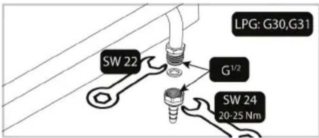 Arçelik OCD T 601 ESR - Kelepçeli (dişsiz) gaz hortumu ile bağlantı - 1