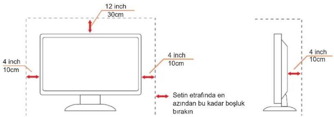 12 inch 30cm 4 inch 10cm 4 inch 10cm Setin etrafında en azından bu kadar boşluk birakın 4 inch 10cm