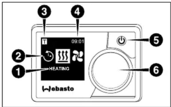 1 2 3 4 09:01 HEATING Webasto 5 6