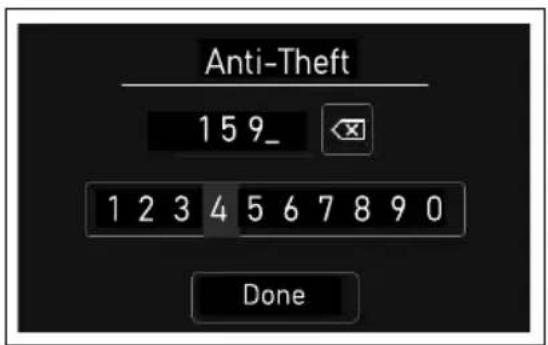 Anti-Theft 159_ 1 2 3 4 5 6 7 8 9 0 Done