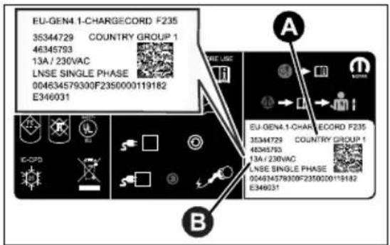EU-GEN4 1-CHARGECORD F235 35344729 COUNTRY GROUP 1 46345793 13A / 230VAC LNSE SINGLE PHASE 004634579300F2350000119182 E346031 A EU-GEN4.1-CHARGECORD F235 35344729 COUNTRY GROUP 1 46345793 13A / 230VAC LNSE SINGLE PHASE 004634579300F2350020115182 E346031 B