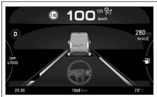 130 100 135 km/h D rpm x1000 280 km RANGE 20:30 1068 km 23°C