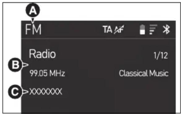 A FM TA B Radio 1/12 99.05 MHz Classical Music C XXXXXXX