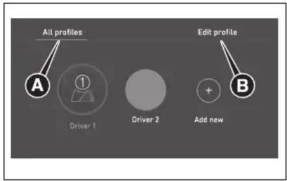All profiles A Driver 1 Driver 2 Edit profile + Add new B