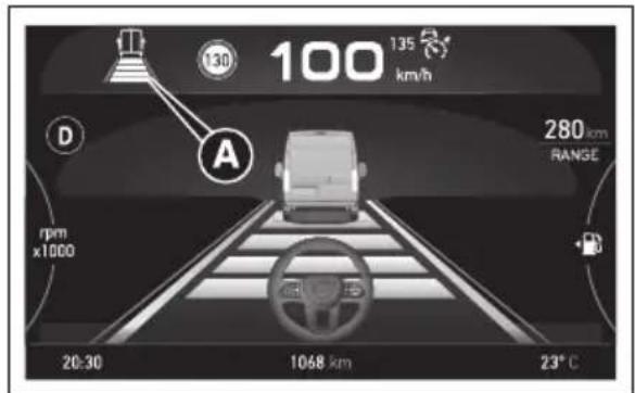 130 100 135 km/h D A 280 cm RANGE rpm x1000 20:30 1068 km 23°C